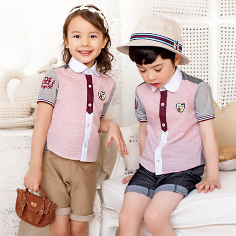 Kindergarten Garden Uniform Summer Clothing Ingléal cotton shirt All cotton shirts Children's class clothes Summer suit Short sleeves Elementary school uniforms