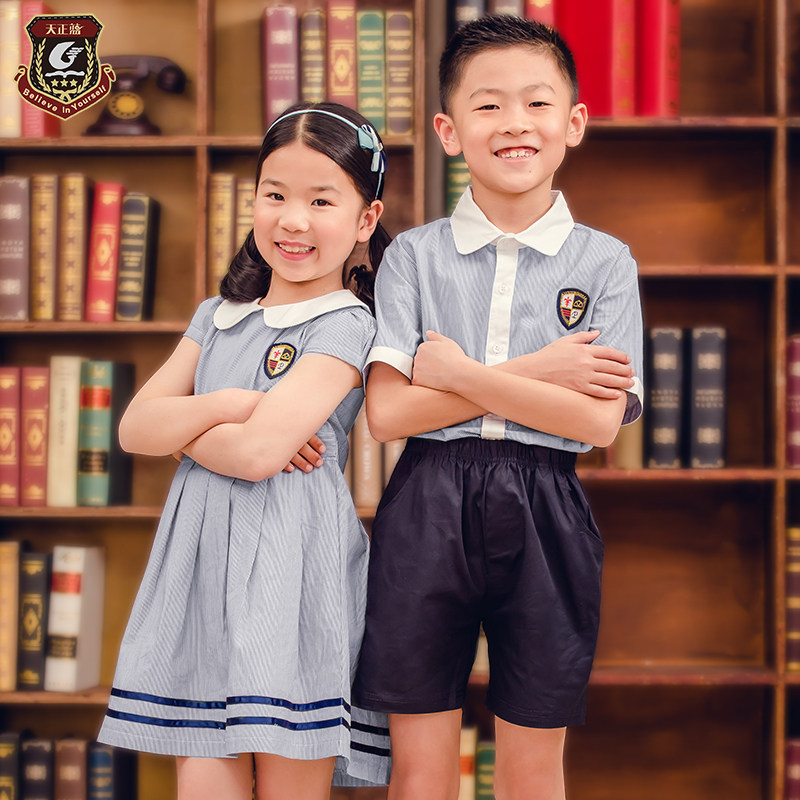 Kindergarten Garden Suit Summer Clothing Short Sleeves Yinglun Wind Girls Foreign Dress School Uniforms Children's Class Clothes Performance Clothes
