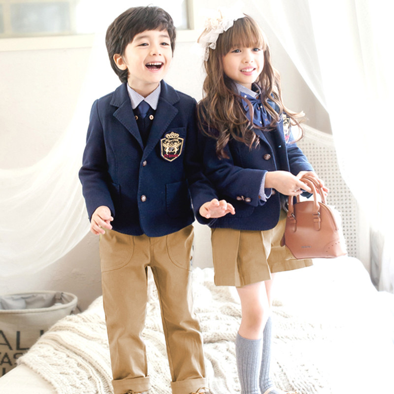 Kindergarten garden clothes autumn and winter clothes British style small suit children's class uniforms college style primary school students school uniform spring and autumn set