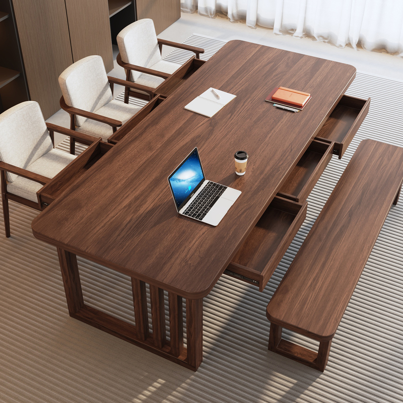 South American Walnut Solid Wood Desk Living Room Home Study Desk Writing Desk Computer Desk Office Desk with Drawer Table