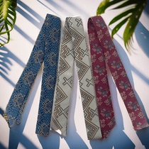 Guangxi intangible cultural heritage narrow brocade scarf fashion casual men and women retro headscarf bag strap belt including gift box