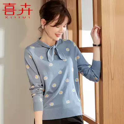 Mother autumn dress knitted top 2021 new middle-aged women's long sleeve shirtmen temperament base shirt
