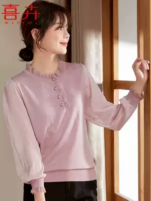 Middle-aged mother autumn dress knit base shirt 2021 new middle-aged and elderly women's temperament long sleeve shirt shirt