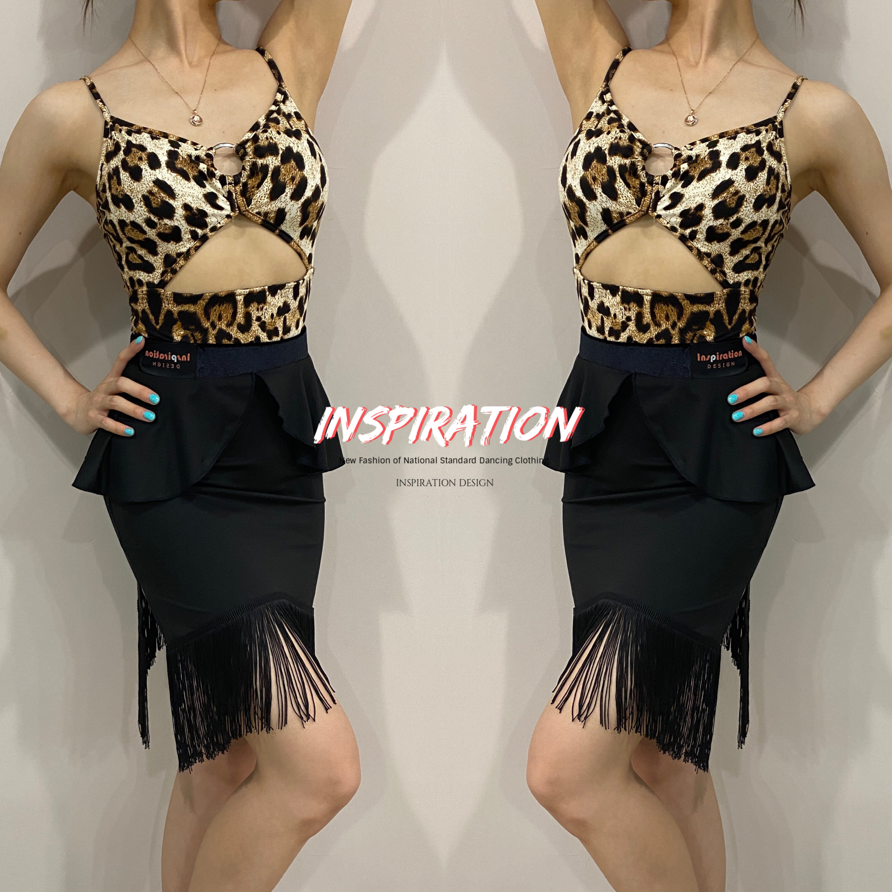 INSPIRATION latin dance fringed skirt adult female professional lian gong fu ruffle design F023