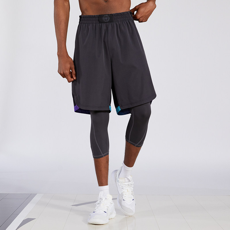 ZONeid Summer New Sport Basketball Shorts Male Breathable Speed Dry Loose Splicing Tightness Training 50% Pants