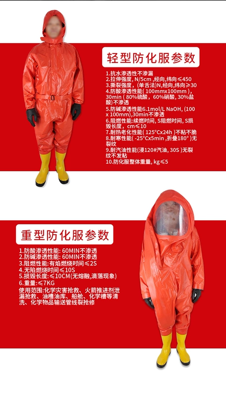 Quần áo bảo hộ chống cháy hóa chất nặng Meikang kèm theo hoàn toàn ánh sáng thứ cấp thiết bị bảo vệ chữa cháy một mảnh bảo vệ axit và kiềm quần áo phòng dịch
