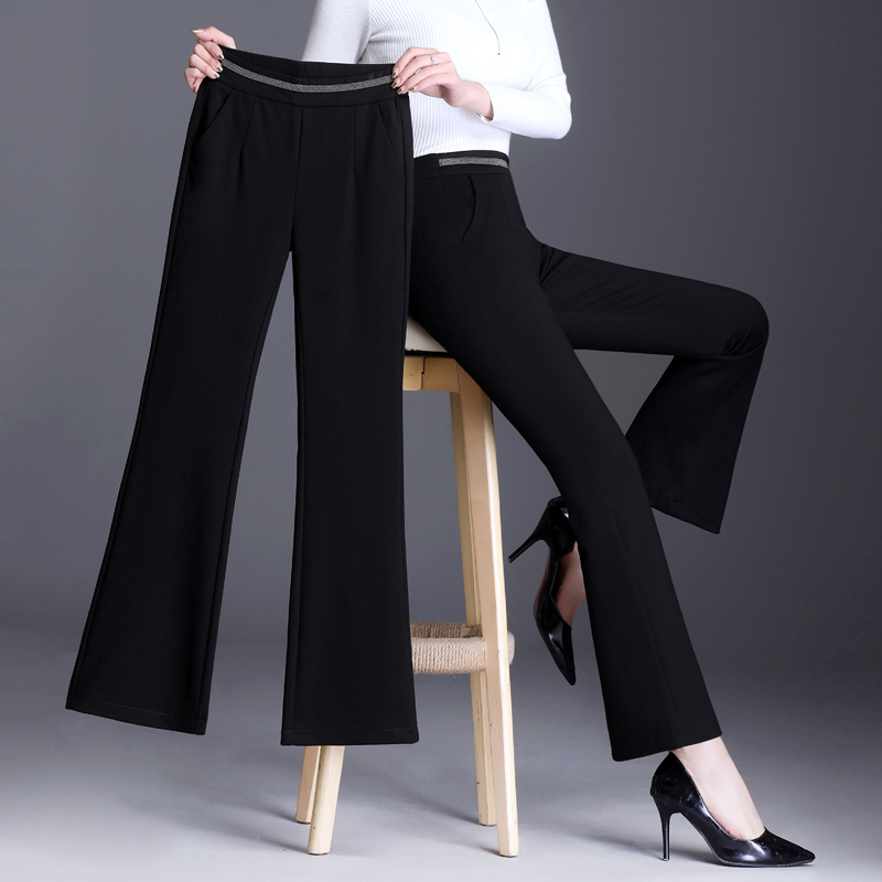 Flared Pants for Women, Spring and Autumn 2026 New High-Waisted Women's Pants, Nine-Point Length, Summer Thin Style, Slimming Casual Ice Silk Bell-Bottom Pants