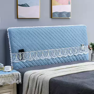 Bed head cover thickened padded soft bag All-inclusive bed head protection cover Nordic curved solid wood bed backrest dust cover