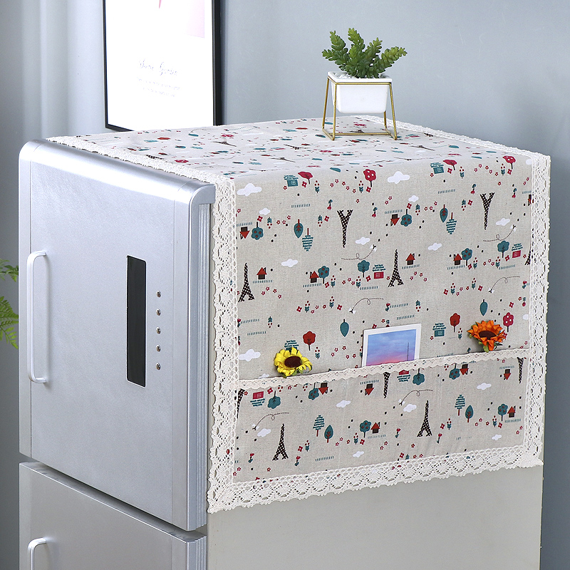 Cotton and linen refrigerator towel Refrigerator dust cover Single door double door refrigerator cover cloth storage cover Drum washing machine cover