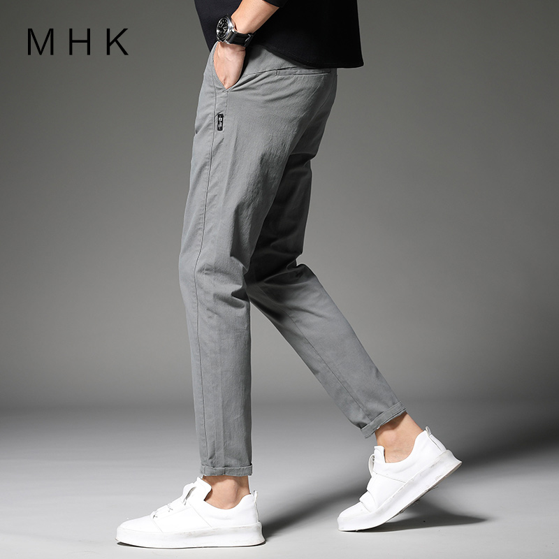 Leisure pants men nine-point summer thin elasticity to Han edition trend small feet young people hundred pants men