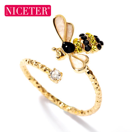 韩国可爱小蜜蜂戒指女款个性时尚饰品开口食指