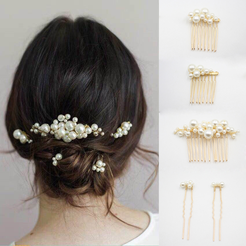 Retro Mori Pearl Wedding Dress Cheongsam Xiuhe Bride Headdress Wedding Style Makeup Photo Bridesmaid Hair Accessories