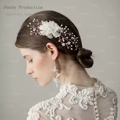 New beautiful bride insert comb hair decoration exquisite yarn flower beaded bride silver comb wedding dress accessories
