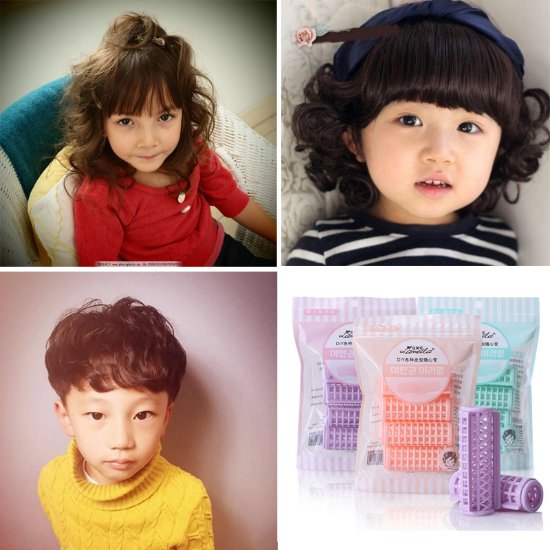 Children's curly hair artifact small wave curl does not hurt hair home baby hair perm short hair curler small 4 packs