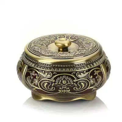 Luxury European style retro plating bronze ashtray creative metal ashtray living room office business gift