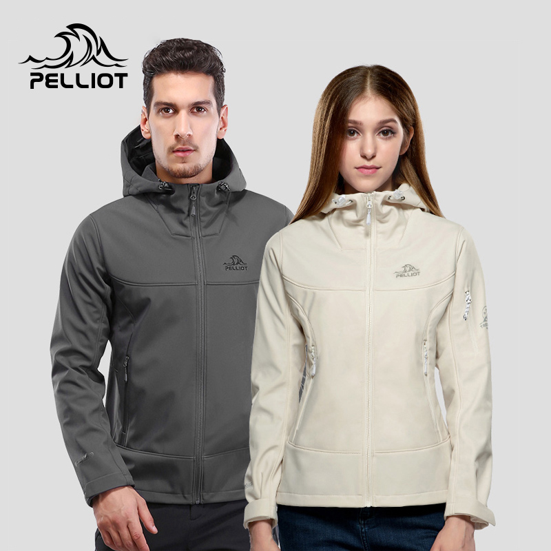 Burhi and outdoor soft shell warm-in-clothing for men and women casual fashion waterproof connected hat spring and autumn soft shell coat
