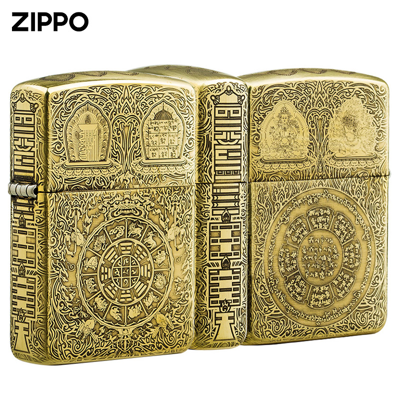zippo lighter cheese Genuine Pure Deep Carved Bronze Armor Nine Palace Gossip American Original ZPzoppo 