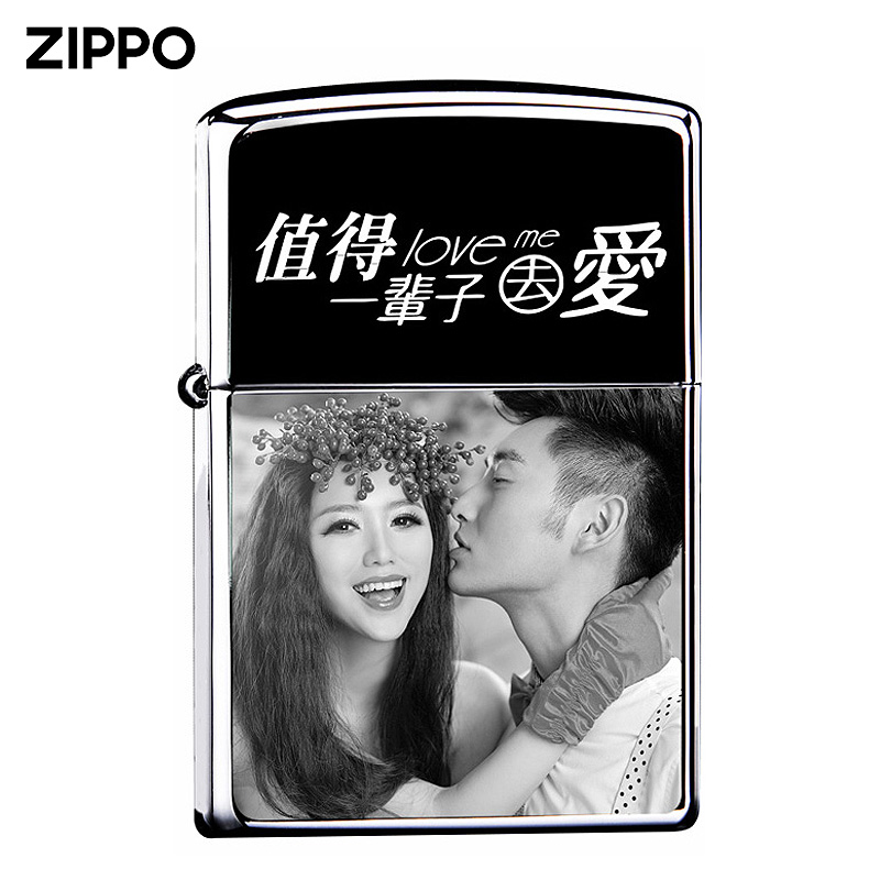 Original zippo Lighter Black Ice diy custom anime photo lettering zppo Men's kerosene Lighter