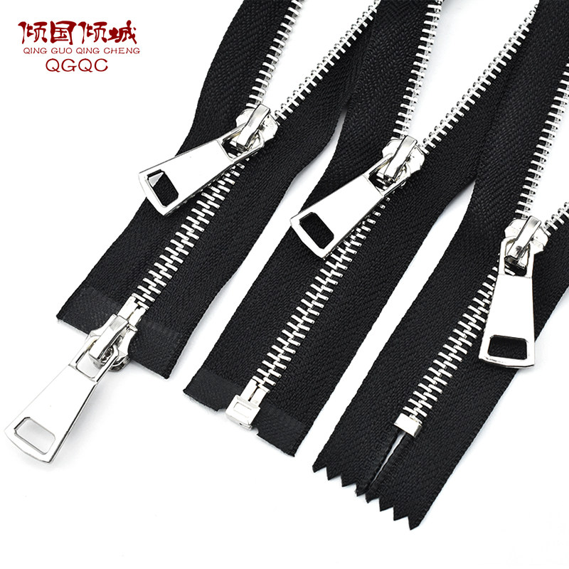 Metal zipper long section No 5 silver tooth double head double open women's clothes zipper Jacket jacket zipper zipper accessories