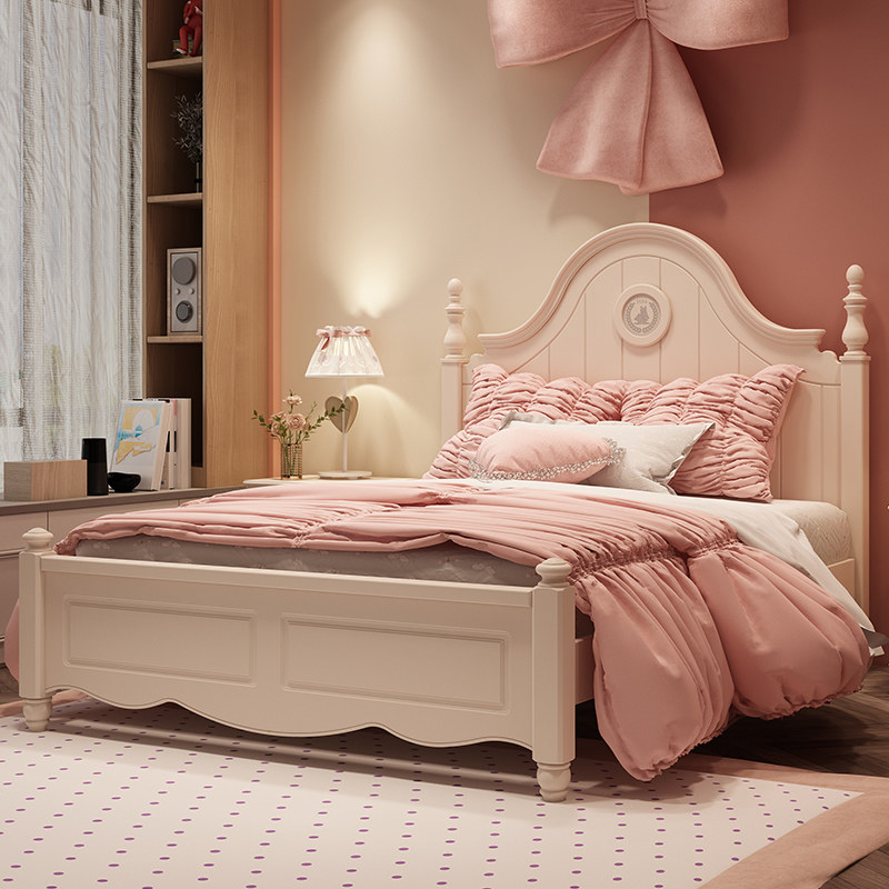 American children's bed girl princess bed white tennis red single bed girl child 1 5 m bedroom with small family type solid wood