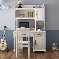 American Right Angle Desk Solid Wood With Storage Children Corner Book Table And Chairs White Study Writing Desk Male Girl Home