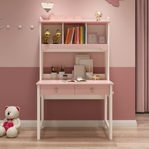 Children desk bookshelves combined small family type writing desk solid wood home high school students children integrated desk bookcase