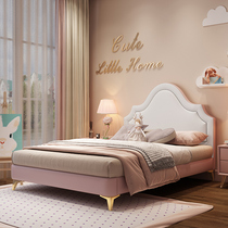 Child light extravagant leather bed girl full solid wood soft bag single bed 1 5 m childrens house less girl princess bed household