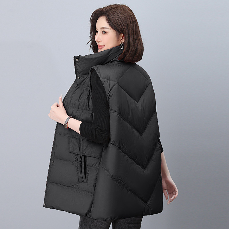White Duck down Vest for Women, Mid-Length Sleeveless down Jacket, Winter New Outerwear, Middle-Aged Women's Vest