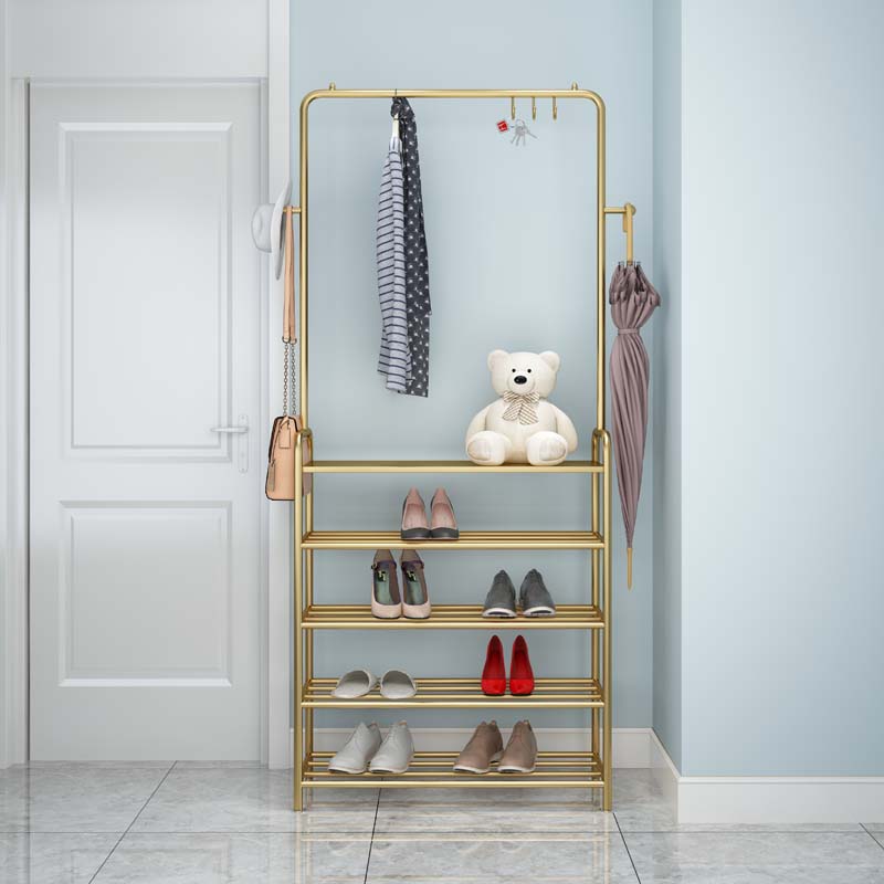 Net red shoe rack hanging clothes hanger integrated multifunctional simple domestic door shoe rack sub-multilayer shoe cabinet cloakroom cloakroom