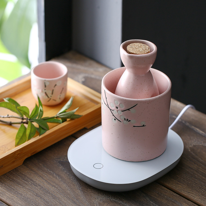 Cherry Blossom Pavilion Japanese Ceramic Wine Pot Household Wine Pot White Wine Pot Fired Wine Pot Warm Wine Pot
