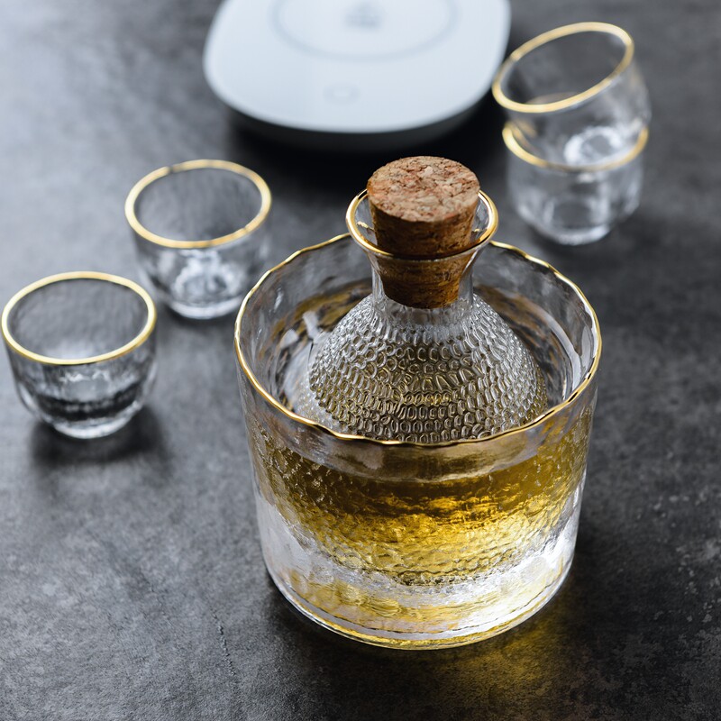 Sakura Pavilion Japanese sake wine set white wine hammer eye pattern glass wine set set cup warm wine jug pot jug