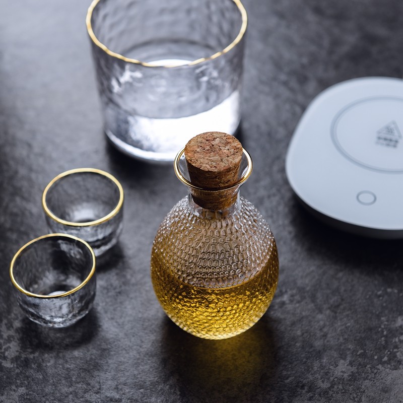 Cherry Blossom Pavilion Gold Sake Glass Wine Set Japanese Hammer Pattern Warm Wine Pot Household Liquor Wine Pot Wine Pot Wine Pot Wine Pot Wine Pot Wine Pot