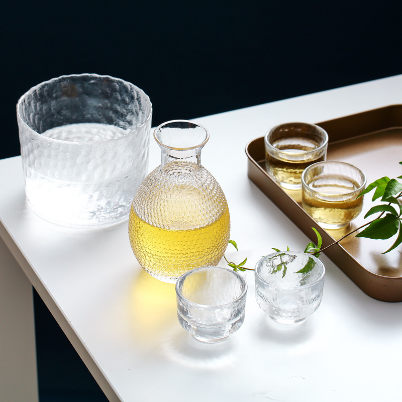 Japanese-style wine flask set glass wine set household white wine glass hammer pattern cup yellow wine winder hot wine flask wine splitter