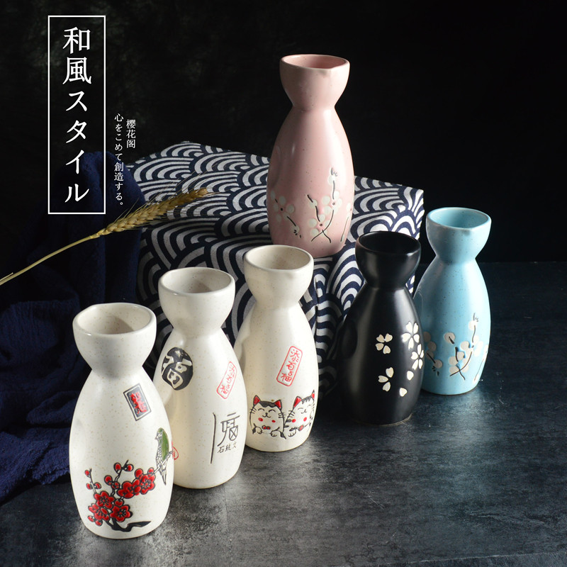 Sakura Pavilion Japanese Ceramic Hulk Single Bottle Sake Sake Winery Wine Bottle Dining Room Tableware Wine Set Liquor Jug