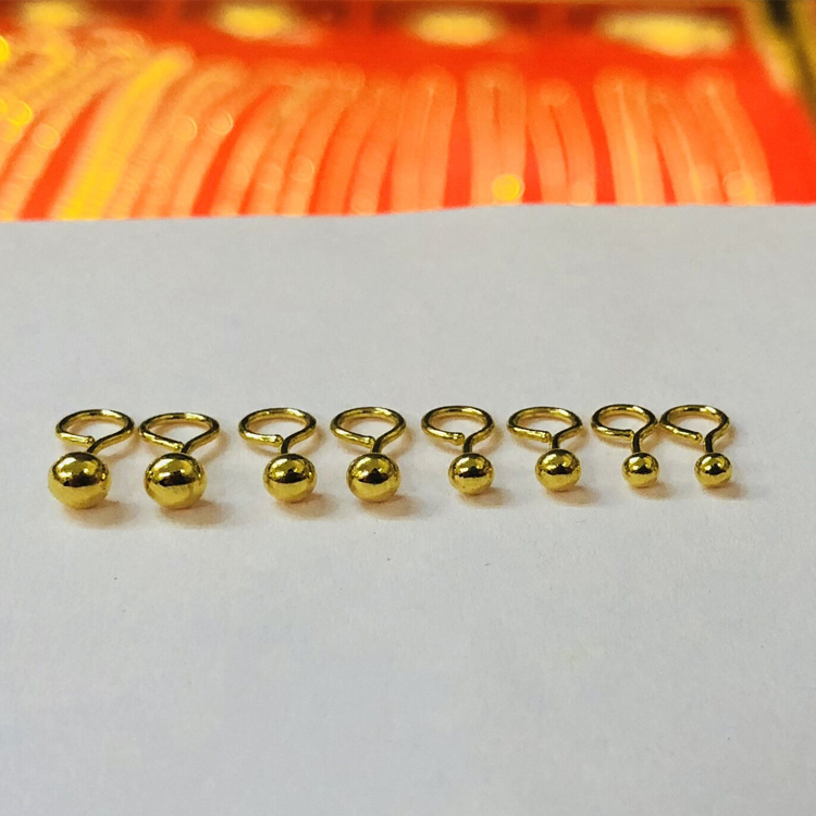 999 foot gold small ear nail 24K pure gold ear solid semi - dot mushroom bending temperament is simple and sweet