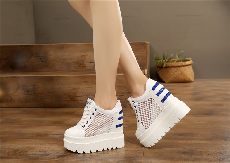 Mùa xuân dày có đế cao-top sneakers nữ 2018 mới của Hàn Quốc phiên bản của hoang dã muffin với siêu cao gót giản dị nêm với đôi giày duy nhất