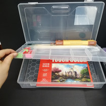 Student art sketch pen case transparent water pen box multi-function storage toolbox creative simple single double layer