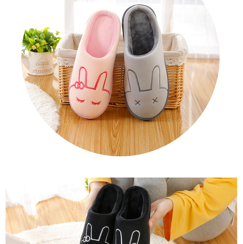 Dép cotton màu đen nữ dày mùa đông dễ thương tại nhà cặp vợ chồng trong nhà ấm bông dép nam chống trượt túi với dép crocs người lớn