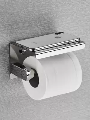 Reel toilet paper holder 304 stainless steel dressing room mobile phone rack toilet sanitary paper box wall-mounted paper towel rack free of punching