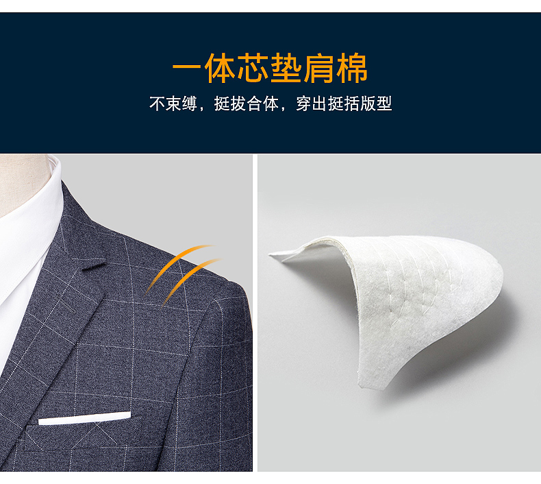 Bộ đồ chú rể phù hợp với váy cưới nam bốn mùa Phiên bản Hàn Quốc của bộ đồ kẻ sọc xám tự trồng phù hợp với bộ đồ ba mảnh nam bộ vest nam trẻ trung