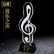 Crystal Trophy Customized Microphony Music Songsinger Speech Contest Awards Creative Custom