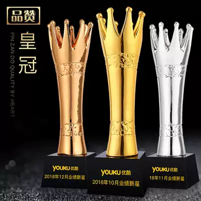 Gold-plated resin trophy Crystal custom-made production creative annual meeting awards outstanding staff football game prizes