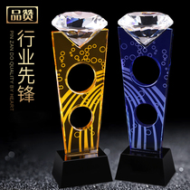 Crystal Trophy Medal Customized Licensee Gold and Silver Bronze Blue Diamond Souvenir Making Authorized Brand Customized Creative