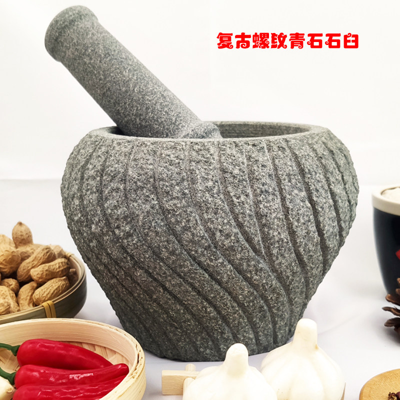 Stone Mortar Home Garlic Mortar Natural Green Stone Mashed Mortar Mashed Garlic Mashed Garlic Mashed Garlic Press garlic Pressed Garlic Jars for Grinding Stones for Grinding Stones