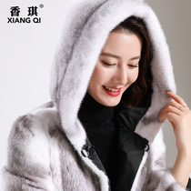 Xiangqi Ni overcomes female cross mink liner hooded long double-sided mink coat coat coat fur