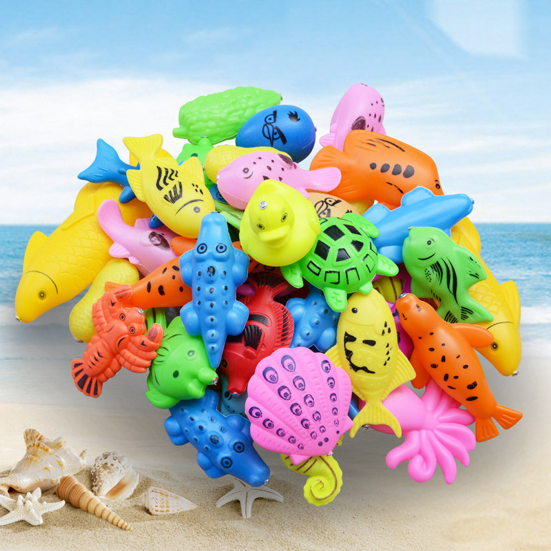 Children Fishing Toys Magnetic Plastic Bifacial Fish Solid Fish Family Ground Stall Square Fishing Toy Dramatic numbers