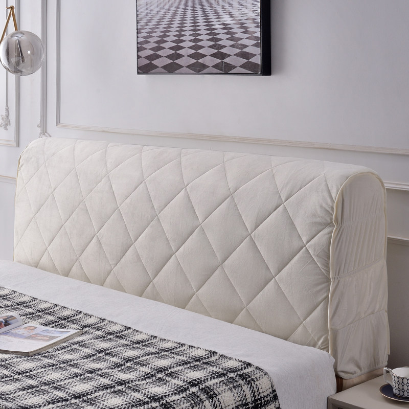 Thickened bedside cover all-inclusive bedside cover simple solid color curved soft package European-style universal bed backrest dust cover
