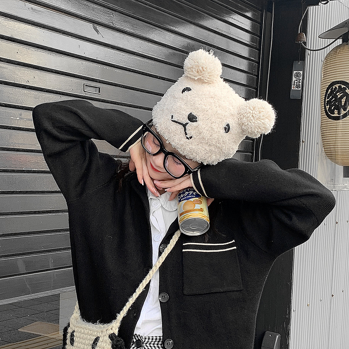 Kawoy Soft Bear Hat Woman Autumn Winter Hat Knitted Hat Heating Hat Cute Japanese Winter Cap