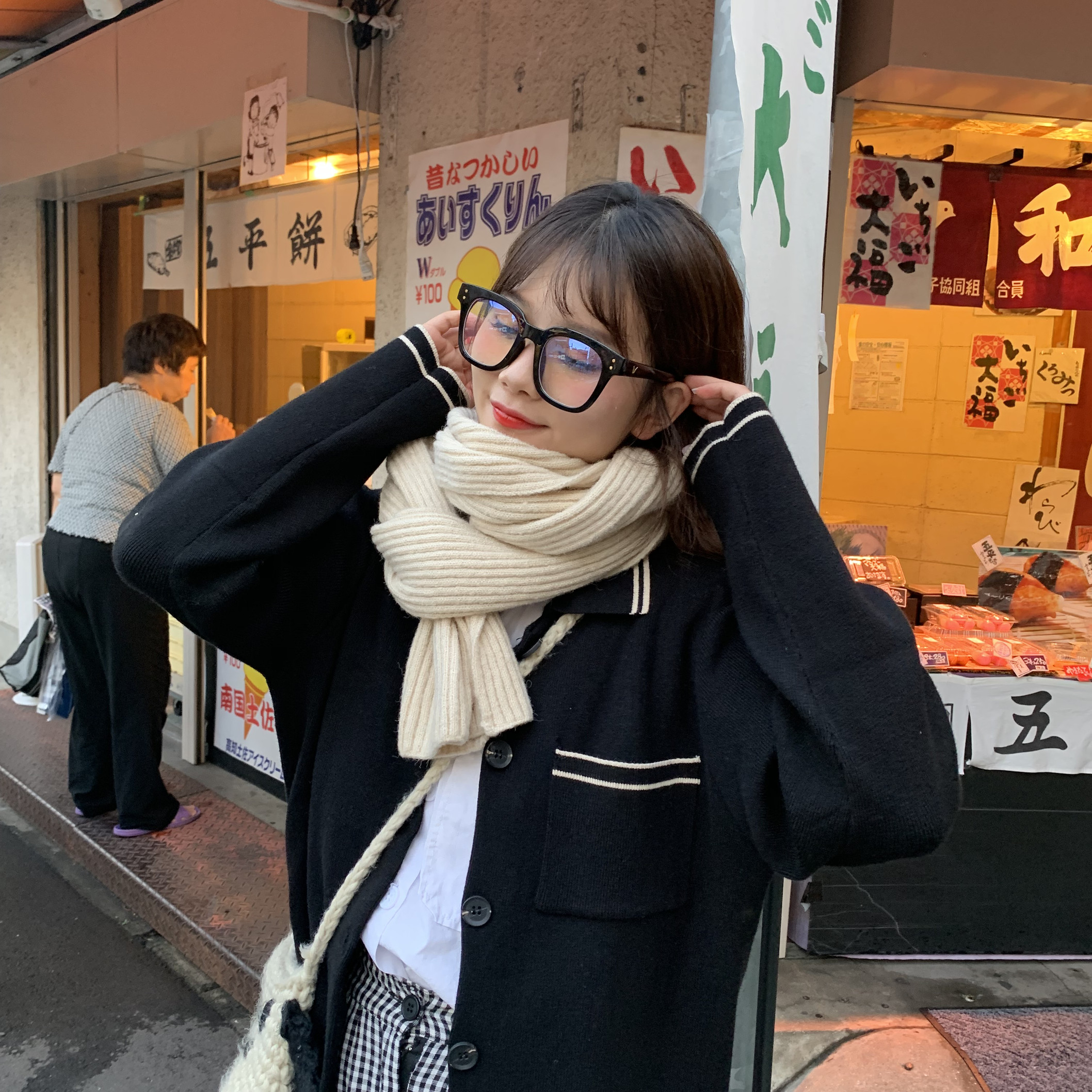 Grandma Chen Soft glutinous ~ 1 7m knit wool scarf female winter retro - colored Han edition warm around the neck