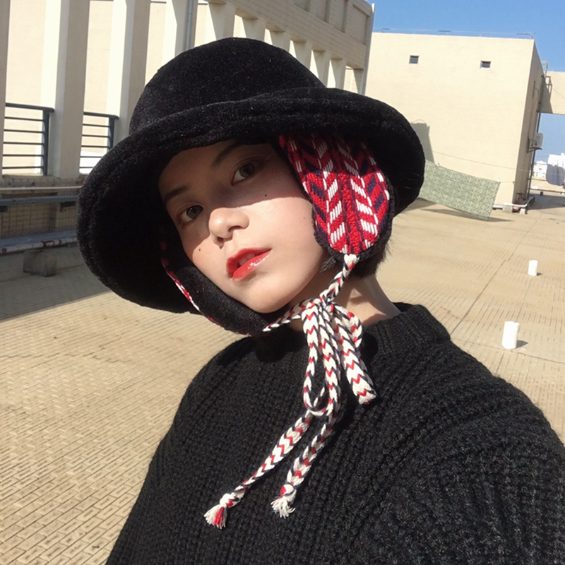 Warm and~windproof hat female ear strap winter cycling hat Lei Feng hat female warm fisherman hat female autumn and winter